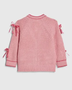 Mini Girls Pink 3D Heart Bows Cardigan