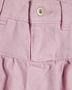 Mini Girls Pink Denim Tiered Skirt