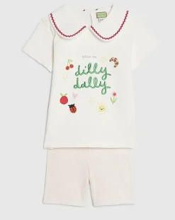 Mini Girls Pink Dilly Dally Cycle Shorts Set