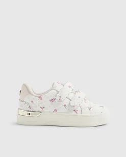 Mini Girls Pink Ditsy Rose Bud Trainers