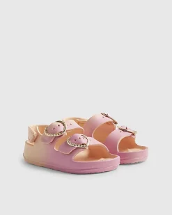 Mini Girls Pink Double Strap Ombre Sliders