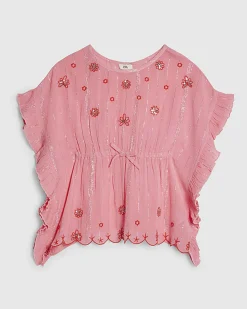 Mini Girls Pink Embellished Kaftan