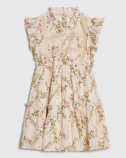 Mini Girls Pink Floral Frill Dress