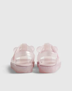 Mini Girls Pink Glitter Bow Jelly Sandals