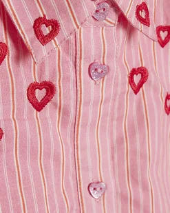 Mini Girls Pink Heart Stripe Shirt Dress