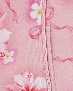 Mini Girls Pink Hibiscus Swimsuit & Shoe Set