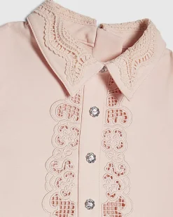 Mini Girls Pink Lace Collar Dress