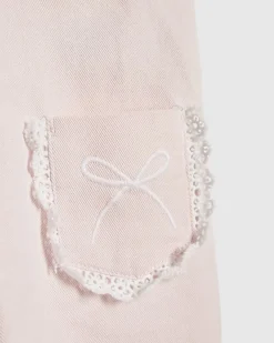 Mini Girls Pink Lace Denim Dungarees