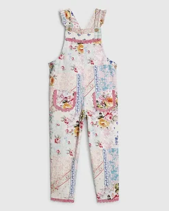 Mini Girls Pink Patchwork Cotton Dungarees