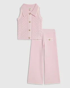 Mini Girls Pink Polo Top Set