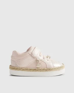 Mini Girls Pink Raffia Trainers