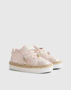 Mini Girls Pink Raffia Trainers