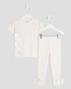 Mini Girls Pink RI Bow T-Shirt Set
