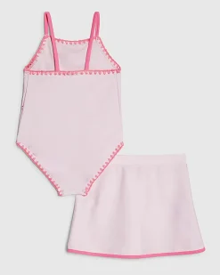 Mini Girls Pink Starfish Swimsuit Set