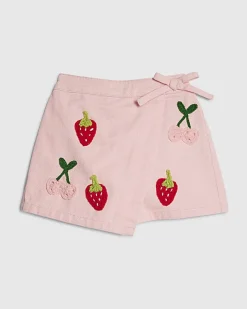 Mini Girls Pink Strawberry Crochet Skort