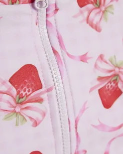 Mini Girls Pink Strawberry Bow Bikini Set