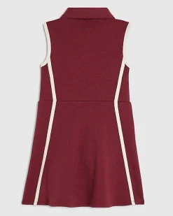 Mini Girls Red Rib Polo Dress