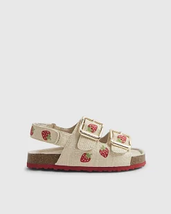 Mini Girls Red Strawberry Footbed Sandals