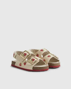 Mini Girls Red Strawberry Footbed Sandals