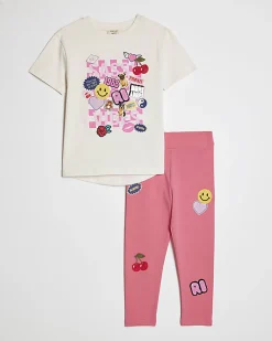 Mini Girls White Badge T-Shirt Set