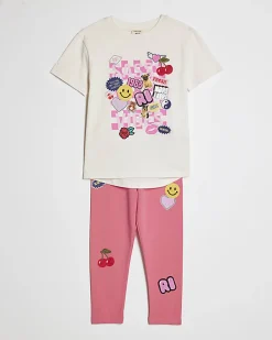 Mini Girls White Badge T-Shirt Set