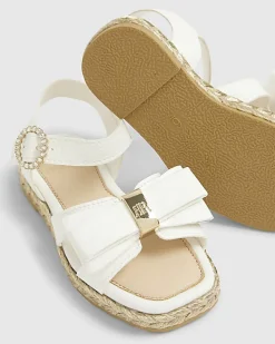 Mini Girls White Bow Espadrille Sandals