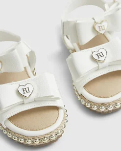 Mini Girls White Double Bow Sandals