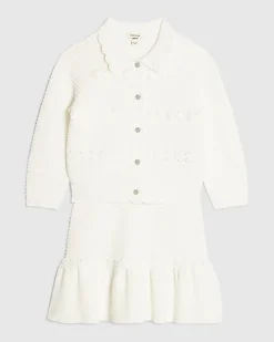 Mini Girls White Floral Skirt Set