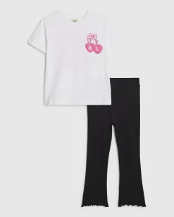 Mini Girls White Iconic Vibes T-Shirt Set