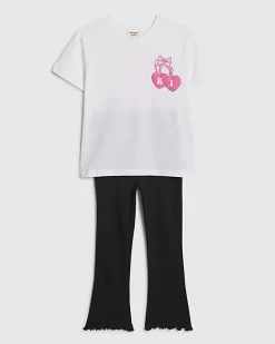 Mini Girls White Iconic Vibes T-Shirt Set