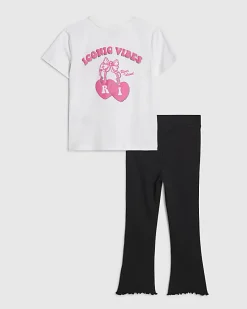 Mini Girls White Iconic Vibes T-Shirt Set