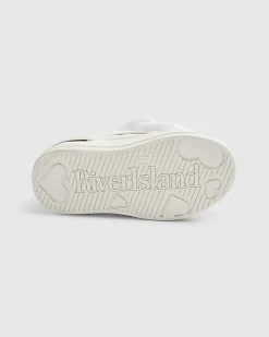 Mini Girls White Monogram Velcro Bow Trainers