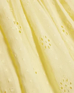 Mini Girls Yellow Broderie Rosette Dress