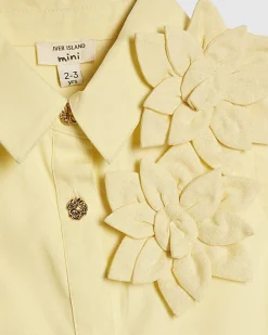 Mini Girls Yellow 3D Flower Shirt Dress