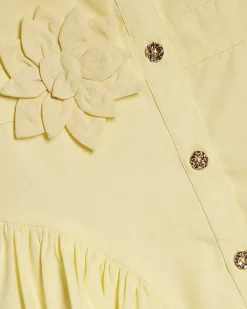 Mini Girls Yellow 3D Flower Shirt Dress