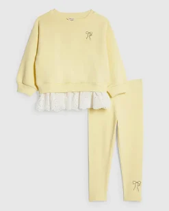 Mini Girls Yellow Hybrid Bow Sweatshirt Set