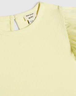 Mini Girls Yellow Peplum Bow Rib Shorts Set