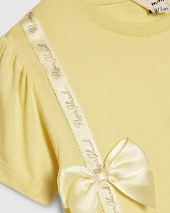 Mini Girls Yellow Satin Bow T-Shirt Set
