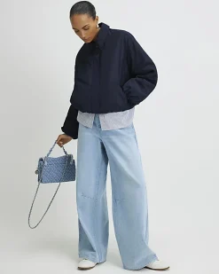 Navy Bubble Hem Jacket