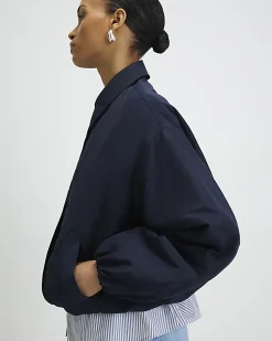 Navy Bubble Hem Jacket