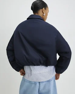 Navy Bubble Hem Jacket