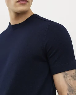 Navy Essential Slim Fit Knitted T-Shirt