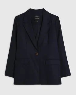 Navy Linen Blend Blazer