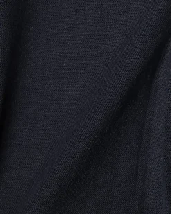 Navy Linen Blend Short Sleeve Shirt