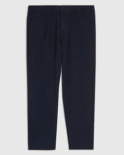 Navy Linen Blend Trousers