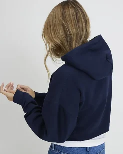 Navy Long Sleeve Ohio Cropped Hoodie