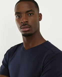 Navy Muscle Fit Essential V Neck T-Shirt