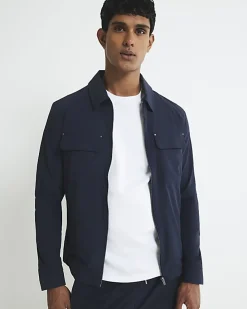 Navy Muscle Fit Shacket