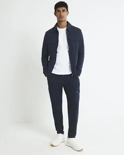 Navy Muscle Fit Shacket