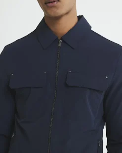 Navy Muscle Fit Shacket